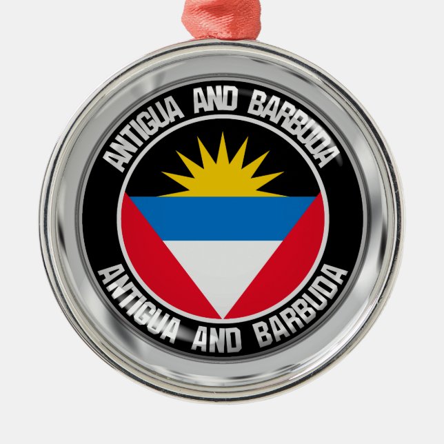 Antigua och Barbuda Round Emblem Julgransprydnad Metall (Framsidan)