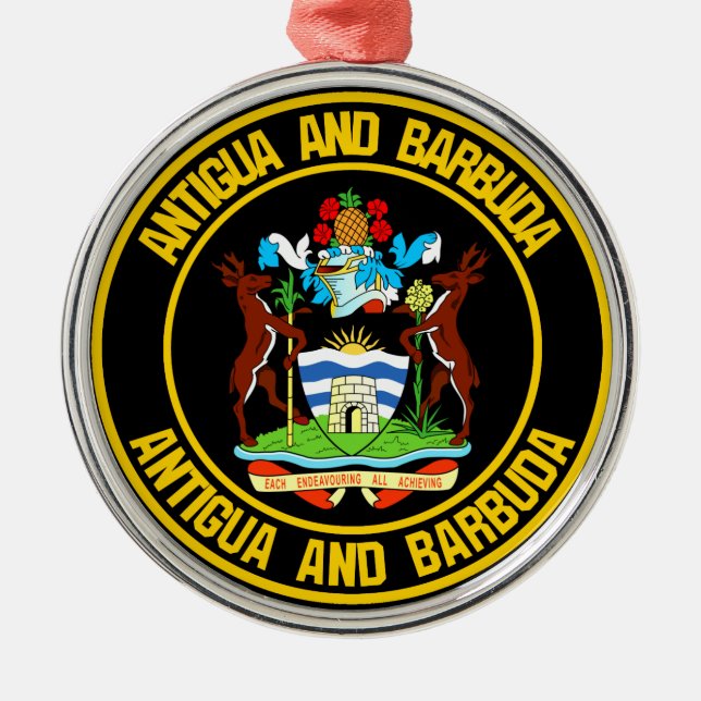 Antigua och Barbuda Round Emblem Julgransprydnad Metall (Framsidan)