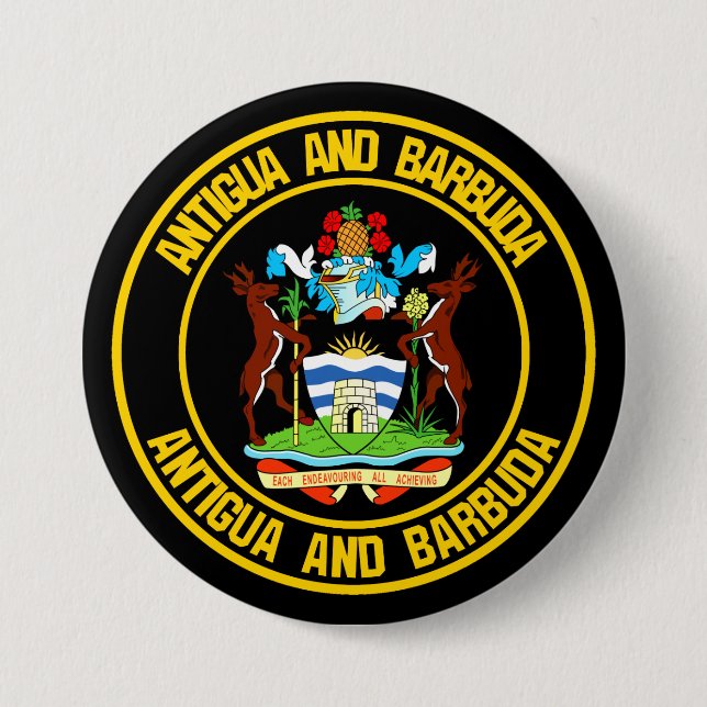Antigua och Barbuda Round Emblem Knapp (Framsida)