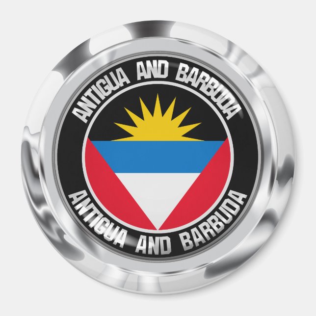 Antigua och Barbuda Round Emblem Magnet (Framsidan)