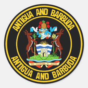Antigua och Barbuda Round Emblem Runt Klistermärke