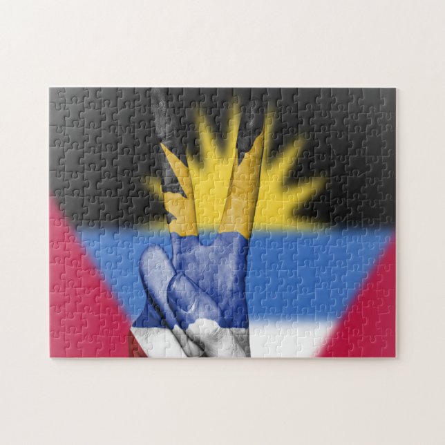 Antigua och Barbudas fredsflagga. Pussel (Horisontell)