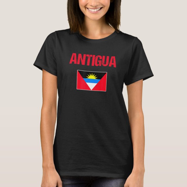 Antigua Retro Antigua och Barbuda Flagga Manar Kvi T Shirt (Framsida)