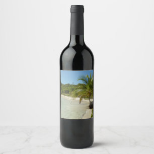 Antiguan Beach Bevackert tropiskt liggande Vinflaska Etikett