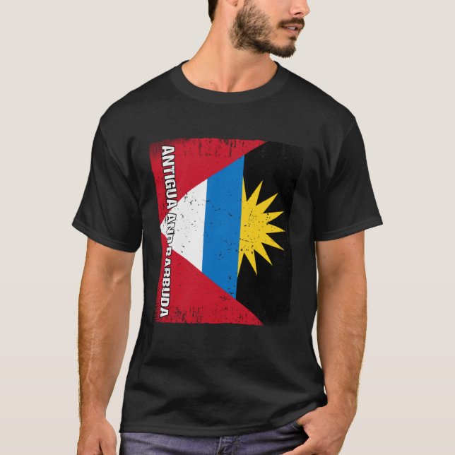 Antiguan Flag Antigua and Barbuda T Shirt (Framsida)