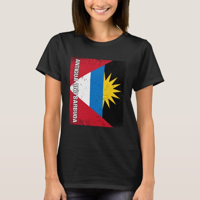 Antiguan Flag Antigua and Barbuda T Shirt (Framsida)