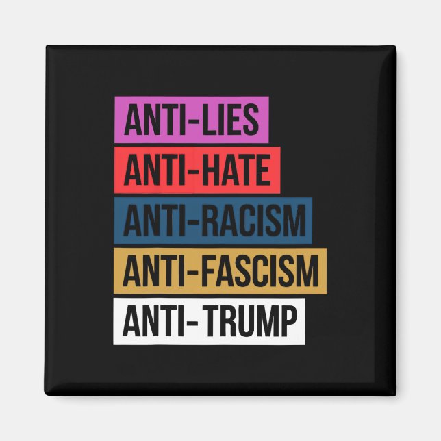 Antihetshat Ljuger rasismen fascism Resistent Prot Magnet (Framsidan)
