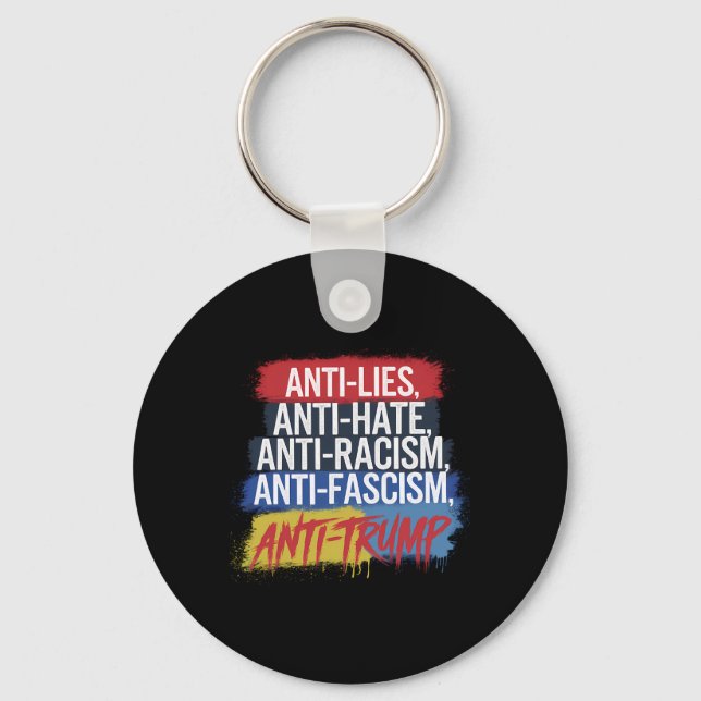 Antihetshat Ljuger rasismen fascism Resistent Prot Nyckelring (Framsida)