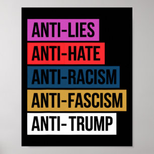 Antihetshat Ljuger rasismen fascism Resistent Prot Poster