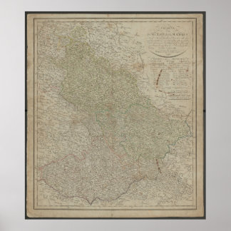 Antik 1799 Karta över Schlesien & Mähren, Historis Poster
