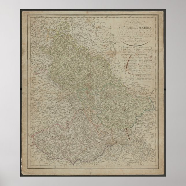 Antik 1799 Karta över Schlesien & Mähren, Historis Poster (Framsidan)