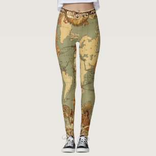 Antik 1886 världskarta brittiska imperiet affisch leggings