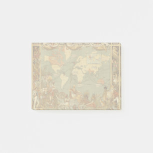 Antik 1886 världskarta brittiska imperiet affisch post-it block