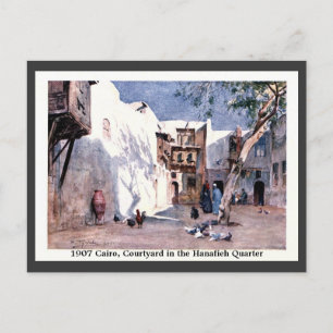 Antik 1900 Egypten Kairo Innergård Hanafieh Vykort