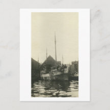 Antik äkta foto av norsk båtbesättning på vykort
