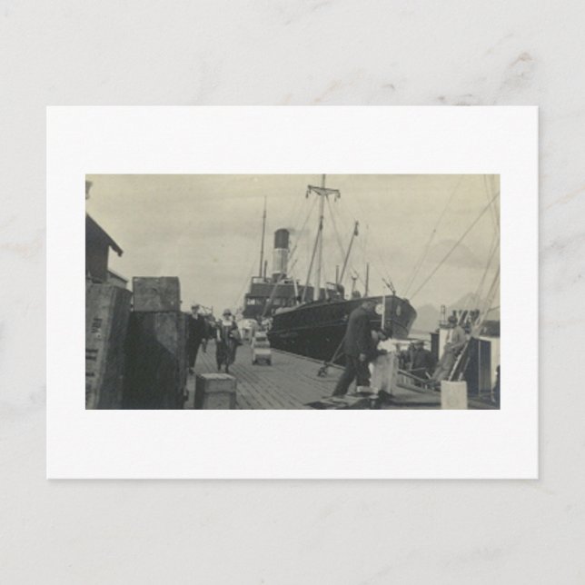 Antik äkta fotografi av fartyg vykort (Framsida)