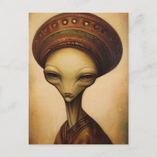 Antik Alien Porträtt Vykort