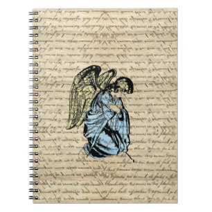 Antik ängelillustration på vintagepapper anteckningsbok med spiral