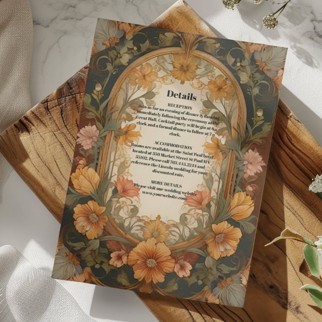 Antik Art Nouveau Bröllopsblomma Tilläggskort (Skapare uppladdad)