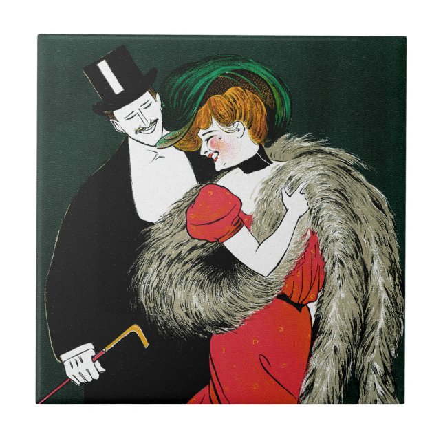 Antik Art Nouveau, Italiensk Modedesign Kärlek Rom Kakelplatta (Framsidan)