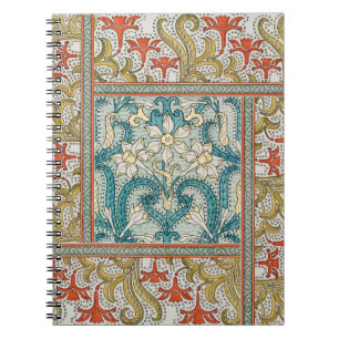 Antik Art Nouveau Narcissmönster Verneuil Anteckningsbok