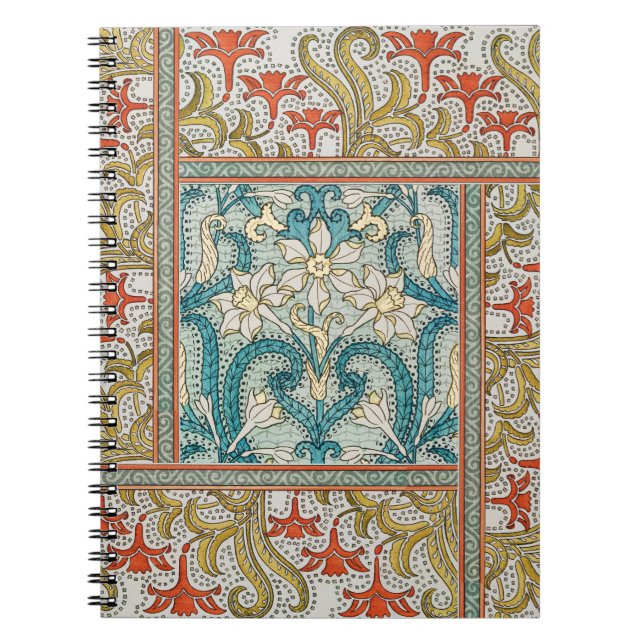 Antik Art Nouveau Narcissmönster Verneuil Anteckningsbok (Framsidan)