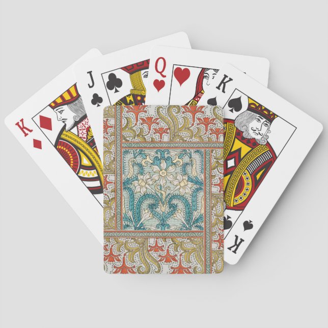 Antik Art Nouveau Narcissmönster Verneuil Casinokort (Baksidan)