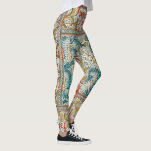 Antik Art Nouveau Narcissmönster Verneuil Leggings