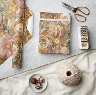 Antik Art Nouveau stil fint konstnärligt blomster- Presentpapper