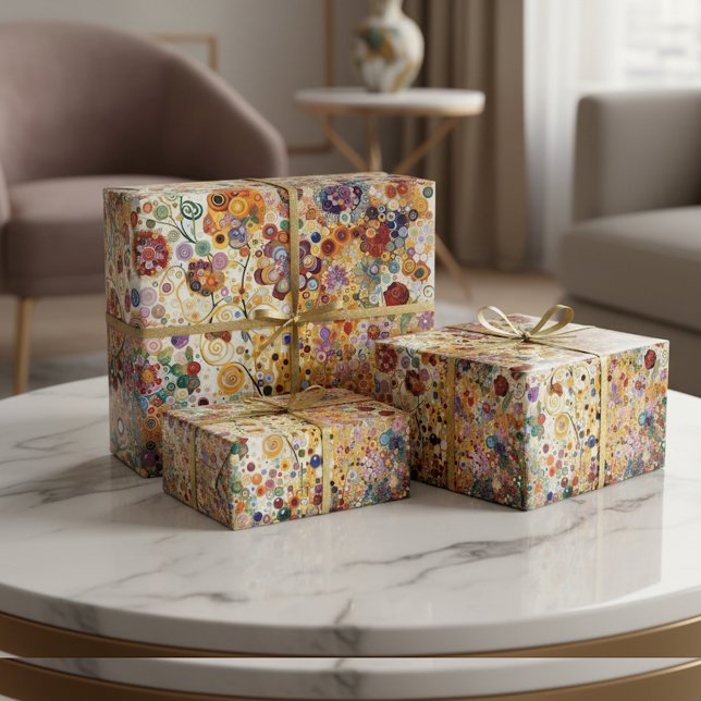 Antik Art Nouveau stil fint konstnärligt blomster- Presentpapper (Skapare uppladdad)