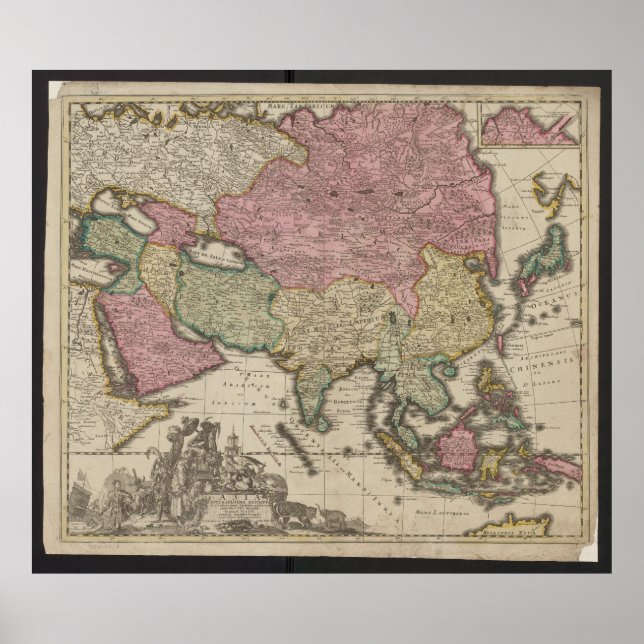 Antik Asienkarta 1700, Kina Affisch (Framsidan)