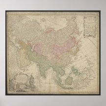 Antik Asienkarta 1744, Ryssland Affisch