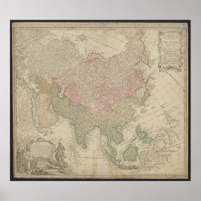 Antik Asienkarta 1744, Ryssland Affisch (Framsidan)