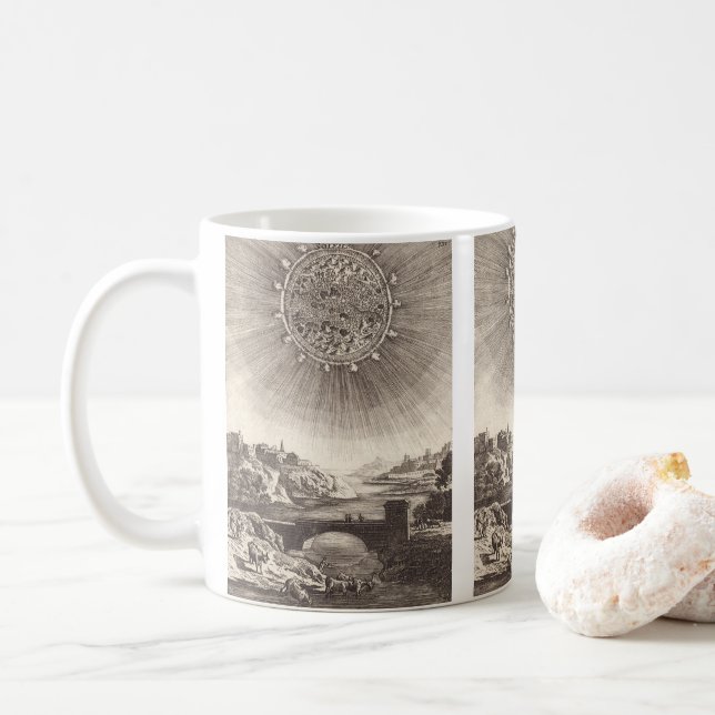 Antik astronomi himmel med sol av Allain Mallet Kaffemugg (Med munk)