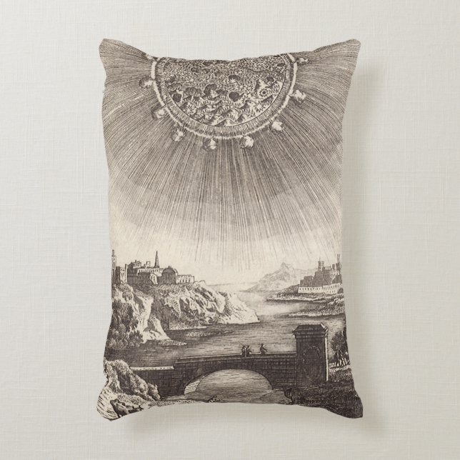 Antik astronomi himmel med sol av Allain Mallet Prydnadskudde (Framsidan(Vertikal))
