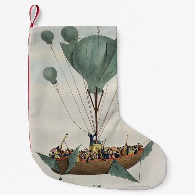 Antik ballong luftskepp konstverk liten julstrumpa (Framsidan)