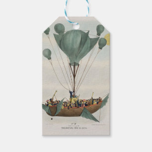 Antik ballong luftskepp konstverk presentetikett