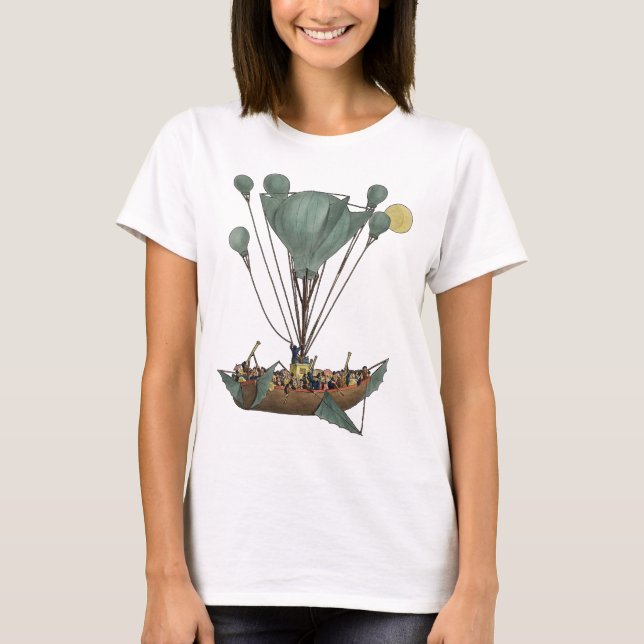 Antik ballong luftskepp konstverk tee shirt (Framsida)