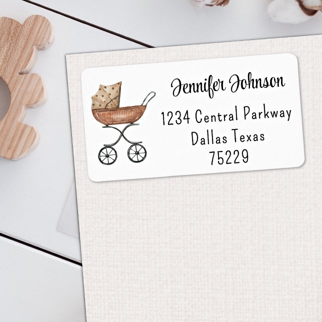 Antik barnvagn Boho Baby Shower adressetikett (Skapare uppladdad)