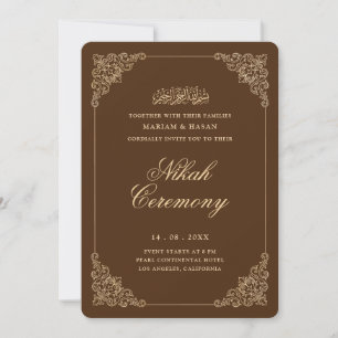Antik Barock Guld Rustik Brun Nikah-Ceremoni Inbjudningar