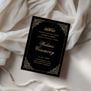 Antik barock guldskrift svart Walima-ceremoni Inbjudningar