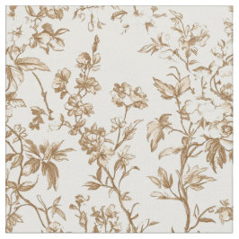 Antik Beige Blommig Vinranke Toiletyg Tyg
