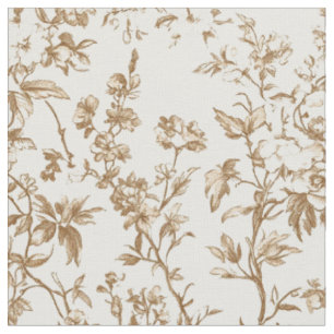 Antik Beige Blommig Vinranke Toiletyg Tyg