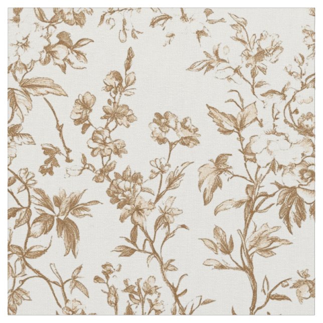 Antik Beige Blommig Vinranke Toiletyg Tyg (Närbild)