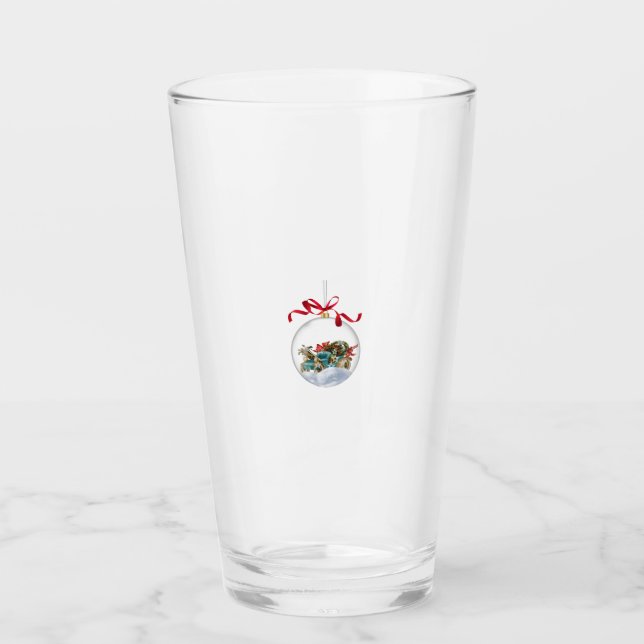 Antik bil i en klar julgranskula glaskopp (Framsida)