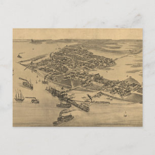 Antik bildkarta över Cedar Key FL (1884) Vykort