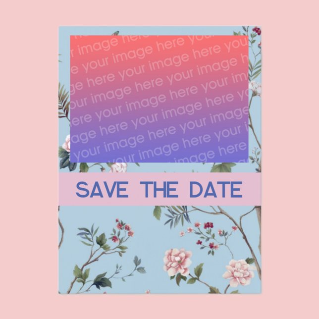 Antik Blå Blommig Vykort (Skapare uppladdad)