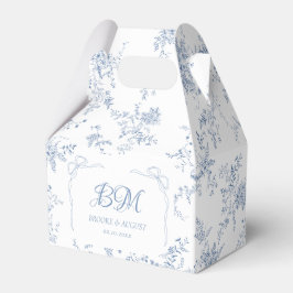 Antik Blå Franskt Blommig Bröllopsmonogram Presentaskar