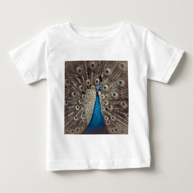 Antik Blå Påfågel T Shirt (Framsida)