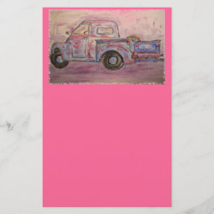 antik blå patina lastbil brevpapper